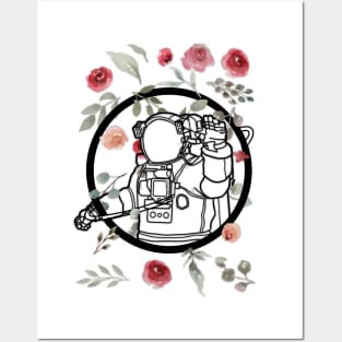 Astronaut and Peonies Posters and Art